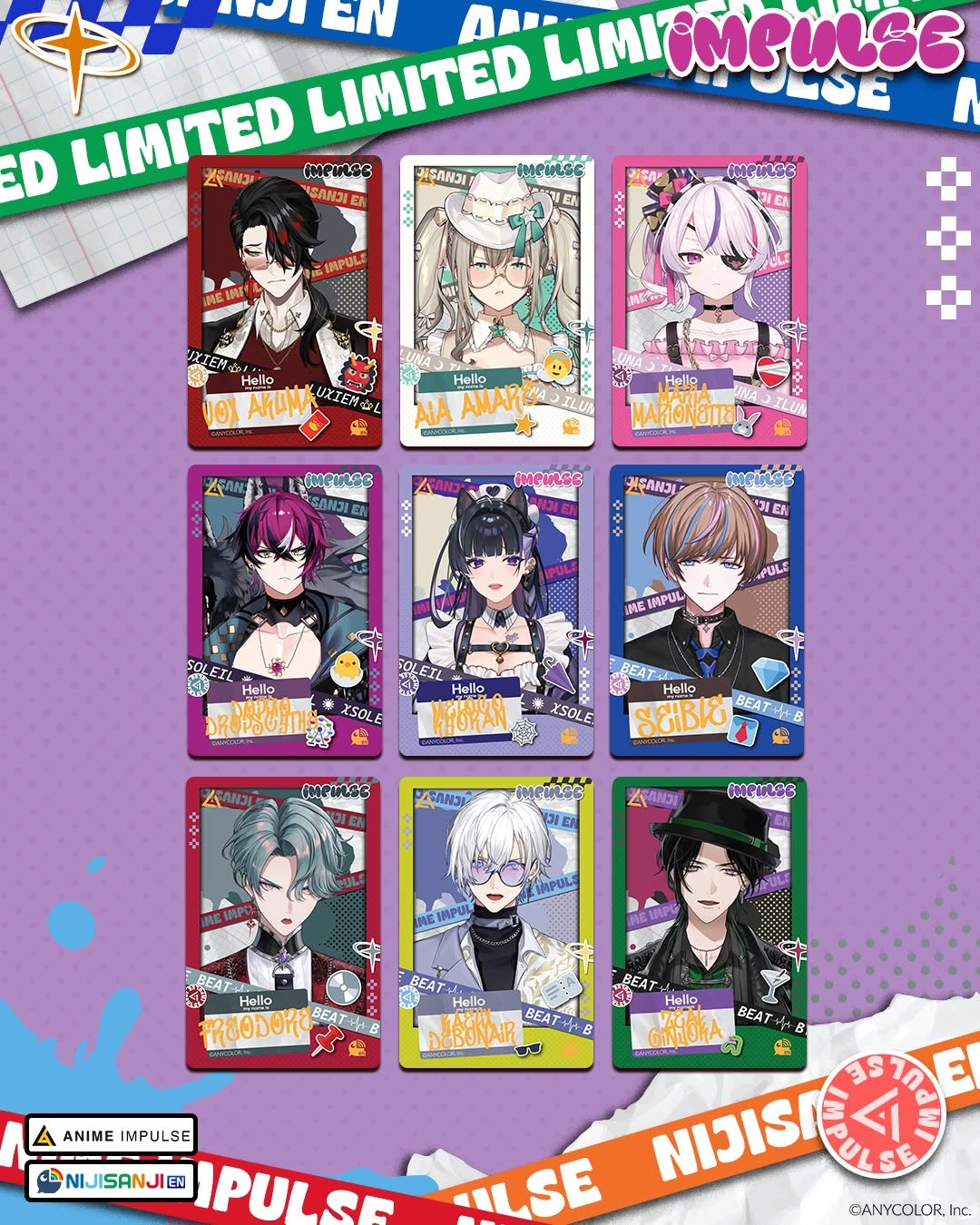 NIJISANJI EN X ANIME Impulse Random Photocard Series 3 (LIMIT 50 - Read Description)